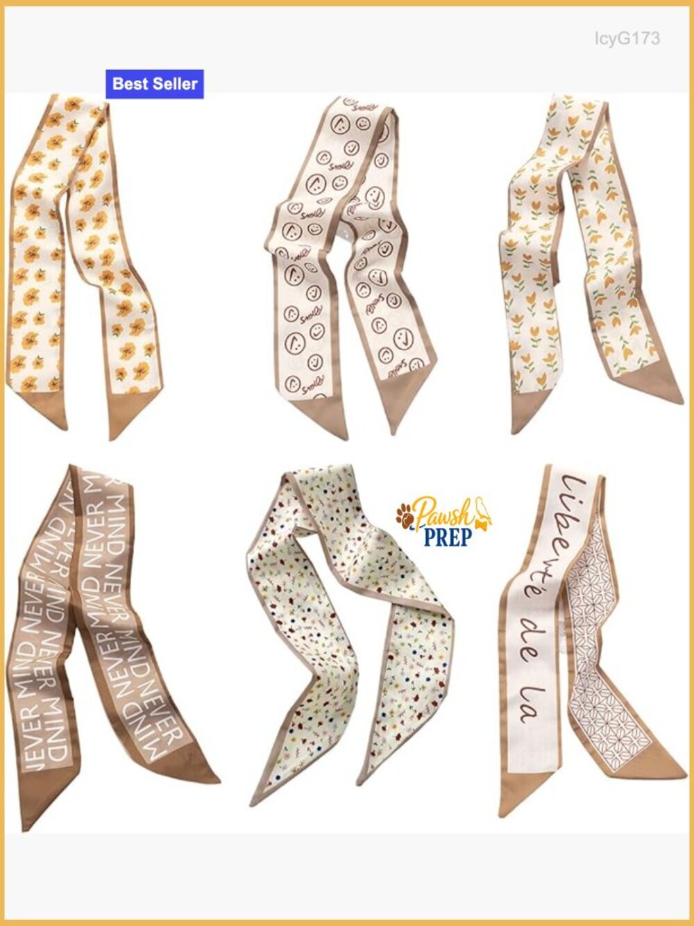 Satin Scarves 6-Pack Multifunctional Hair & Bag Accessories